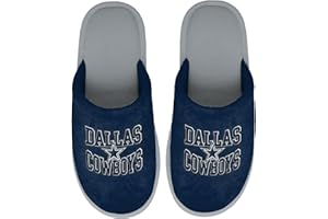 FOCO NFL Men's Official Primary Logo Wordmark Embroidered Stacked Team Logo Scuff Slide Slippers