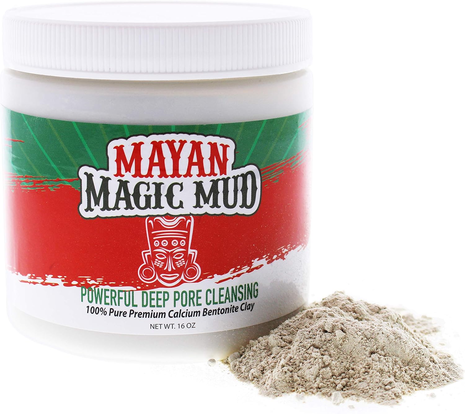 Mayan Magic Mud, Powerful Deep Pore Cleansing Facial and Body Mask, 100 Percent Pure Premium Calcium Bentonite Clay