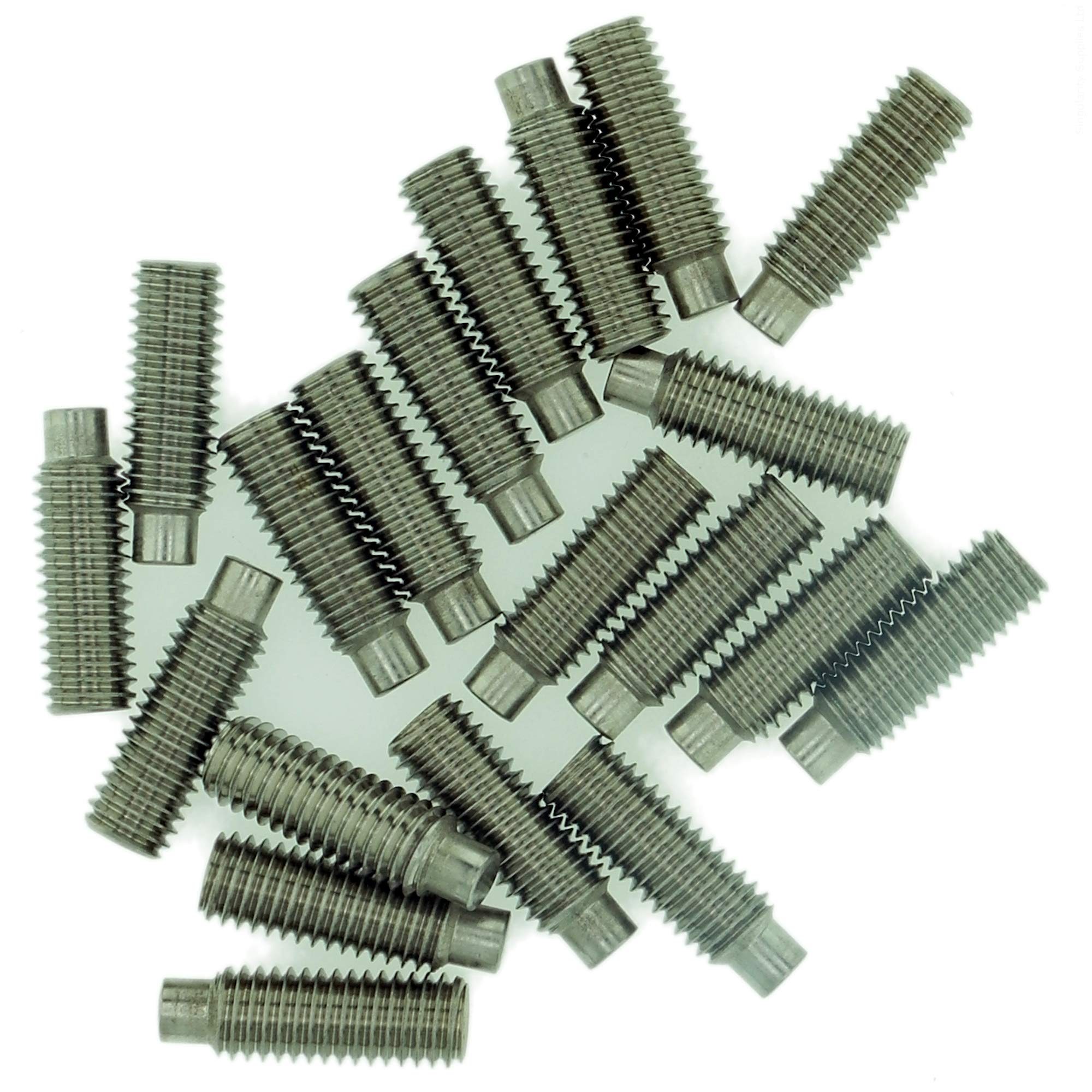 M2.5 (2.5mm x 16mm) Hex Socket Grub Screw (Dog Point) - Stainless Steel (A2) (Pack of 20)