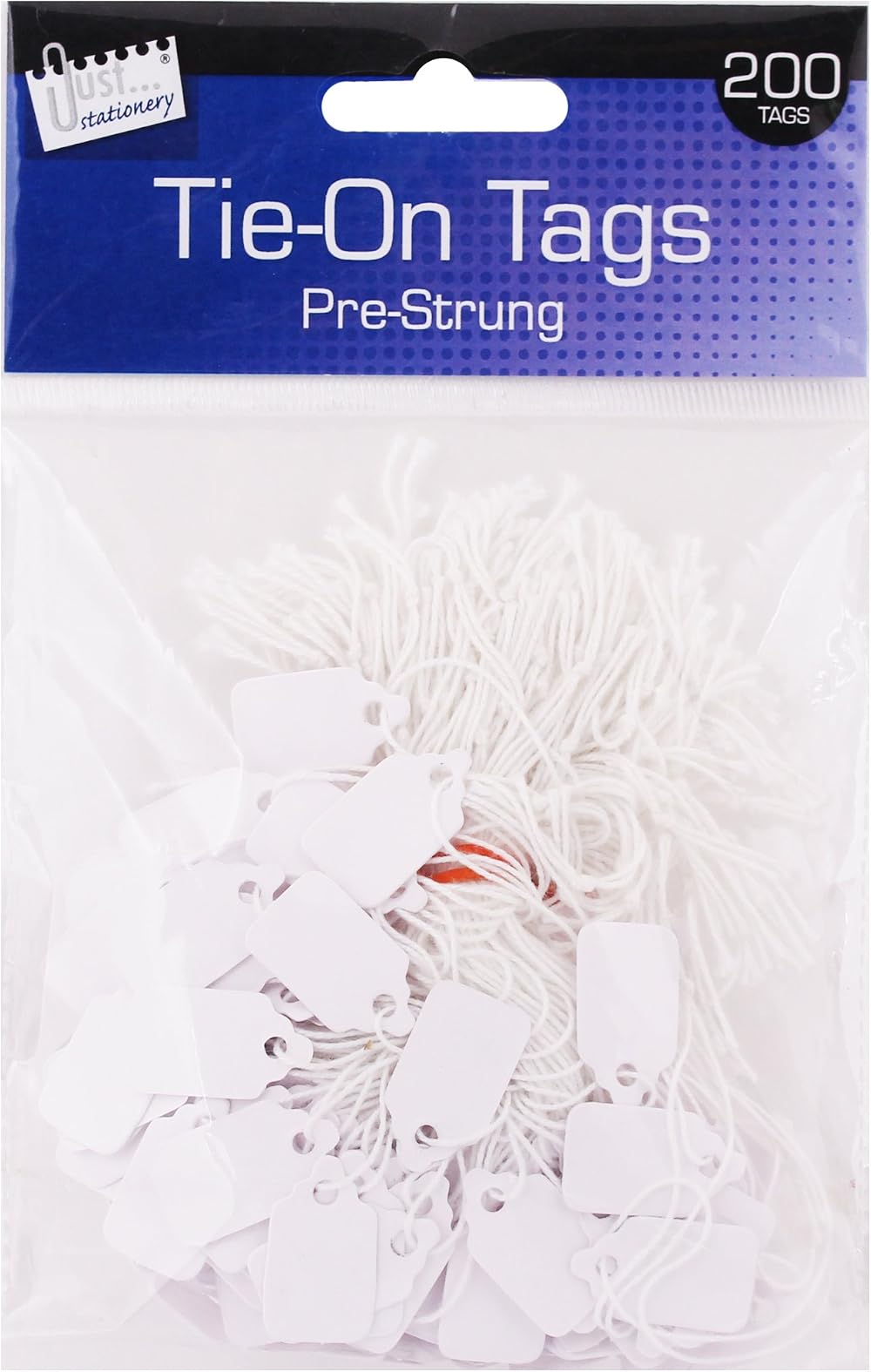 Just Stationery 13x20mm White Pre-Strung Tags Pack of 200 (4257)