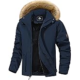 MAOYSSEN Men's Winter Coat Waterproof Warm Ski Snow Jacket Fur Hooded Parka Work Outerwear Snowboarding Jacket