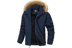 MAOYSSEN Men's Winter Coat Waterproof Warm Ski Snow Jacket Fur Hooded Parka Work Outerwear Snowboarding Jacket