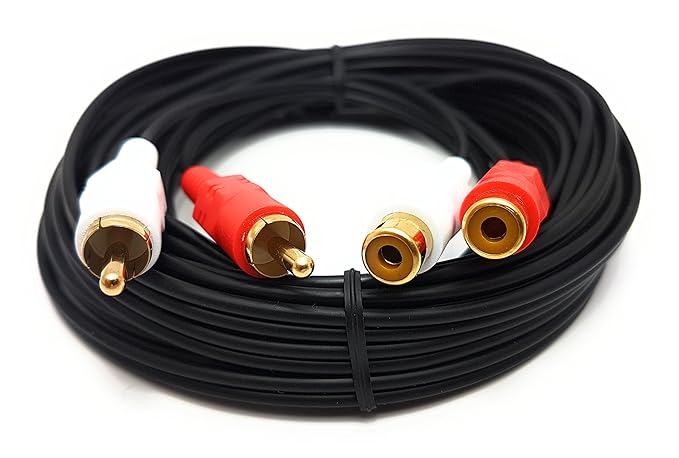 3m 2 x Cinch Stecker zu 2 x Cinch Buchse Sockets-Erweiterung Stereo Audio Kabel für Turntables, Mischpulte, Home, Surround So