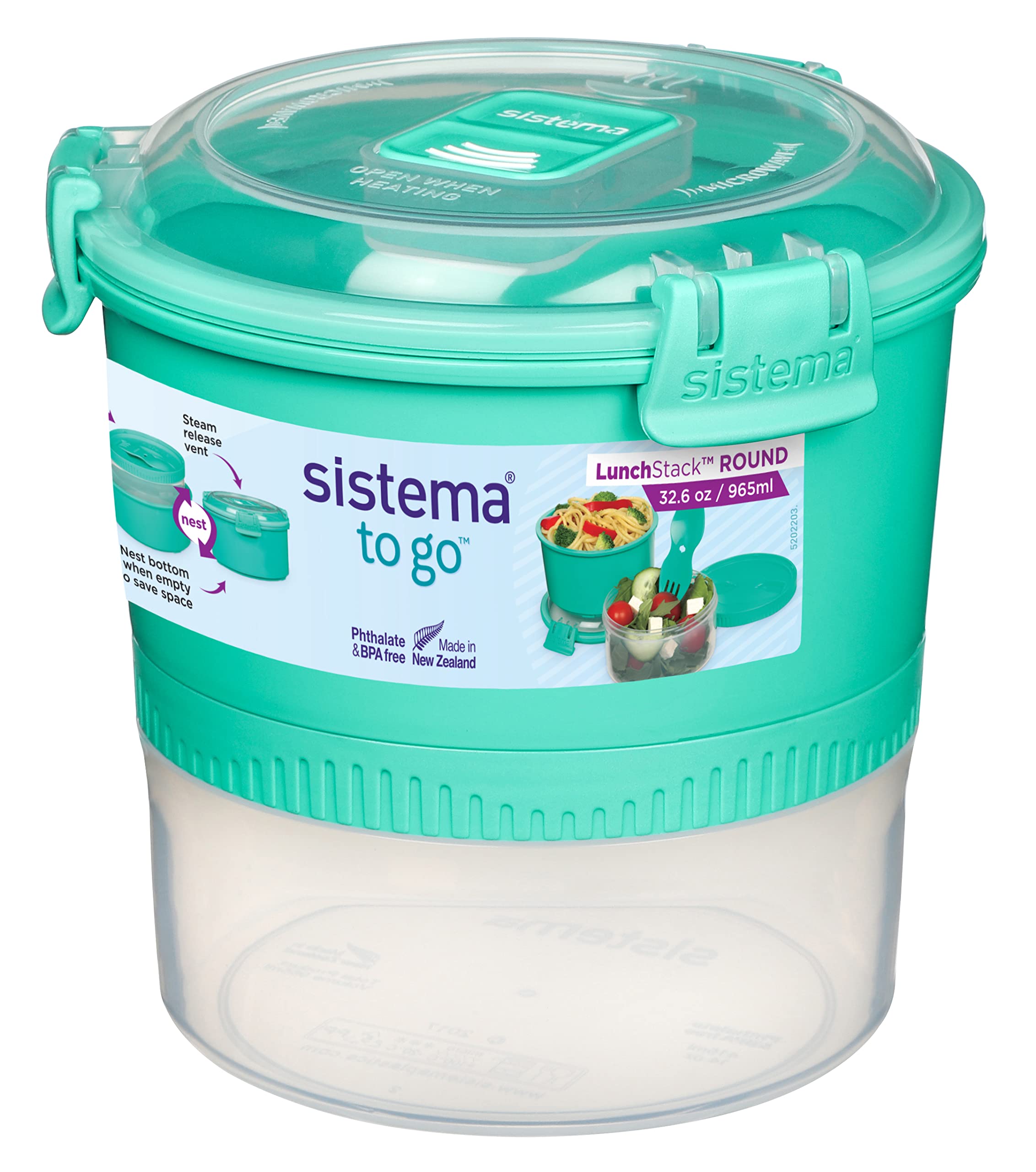 Sistema 965ml Lunch Stack to Go, Polypropylene, Assorted Colours, 965 ml