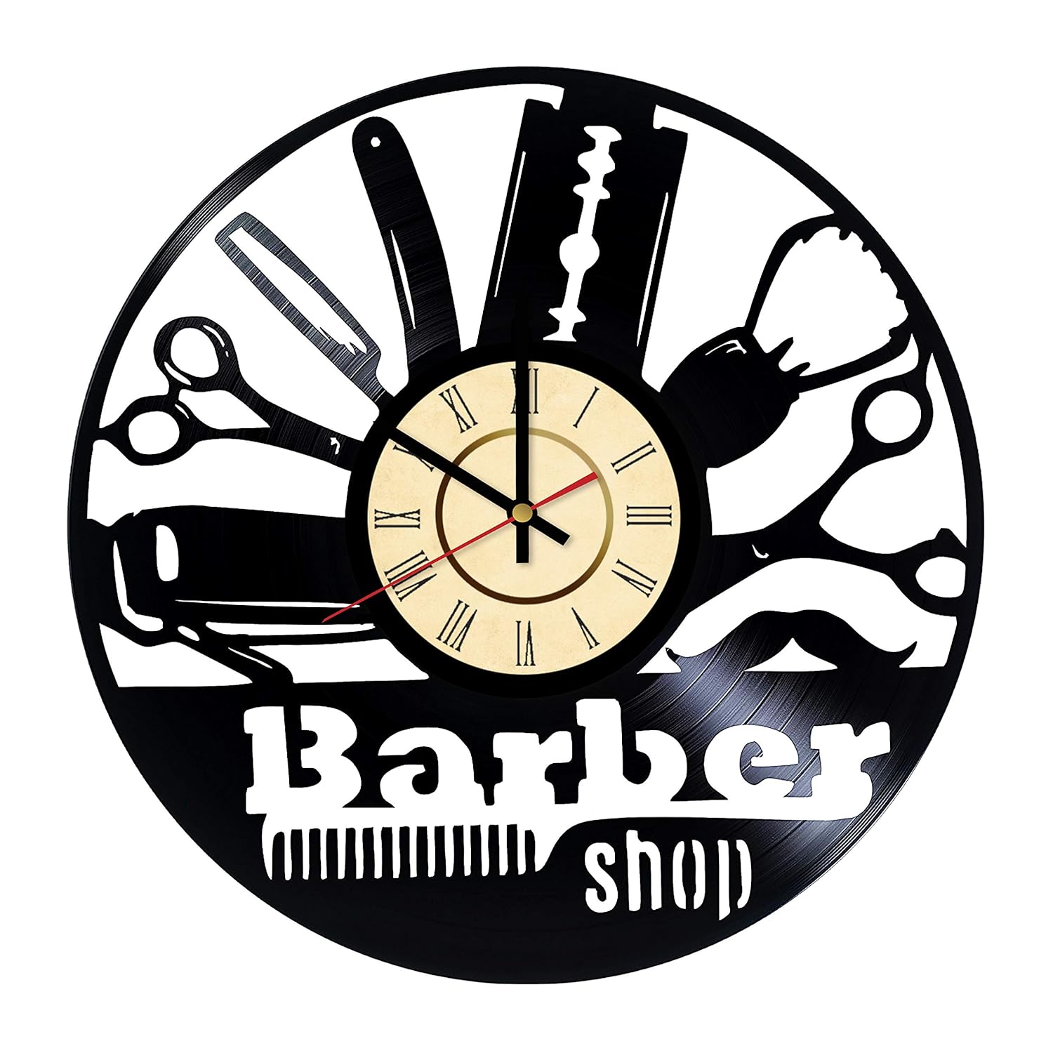 Amazon Com Barber Shop Vinyl Clock Gift For Hairdresser Wall