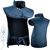 Qoosea Electric Heating Pad for Neck and Shoulders Back Relaxing 24'' x 39'' XL Weighted Heat Wrap with Fast-Heating 10 Heat Settings 9 Timer Settings Auto Shut Off Available Machine Washable Warm