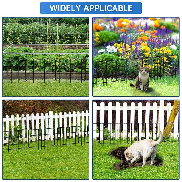 28 PANELS NO DIG FENCE, ANIMAL BARRIER FENCING, 13IN(H) X 14FT(L) RUSTPROOF METAL WIRE GARDEN FENCE BORDER FOR DOG RABBIT DEFENSE, OUTDOOR YARD PATIO LANDSCAPING