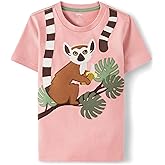 Gymboree,and Toddler Embroidered Graphic Short Sleeve T-Shirts,Pink Lemur,12-18 Months