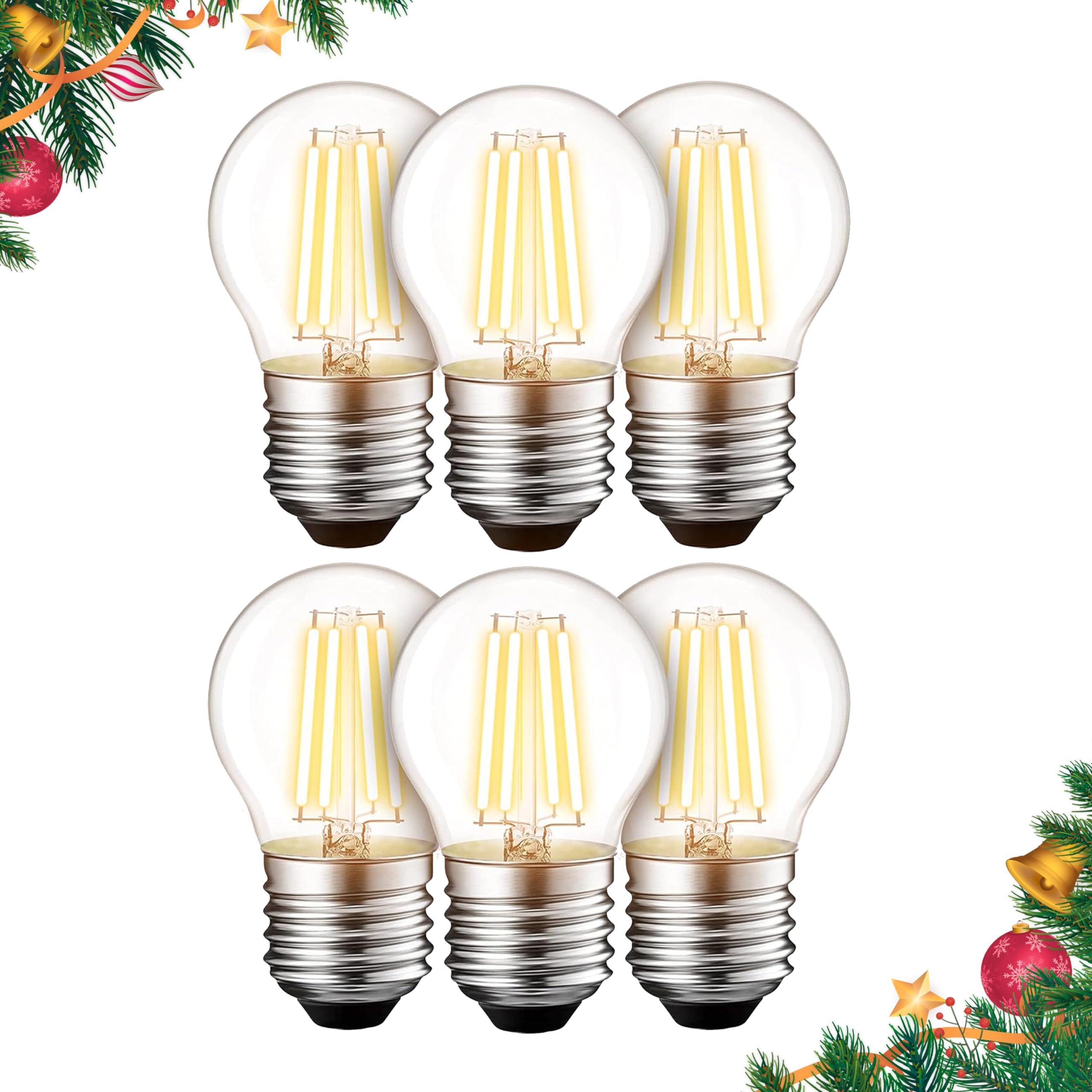 Photo 1 of BlueStars G45 E26 Edison LED Filament Globe Bulb 120V 5W (60 Watt Equivalent), 2700K Warm White 550lm Non-Dimmable for Home Decoration, Pendant, Antique Light Fixtures, 6 Packs