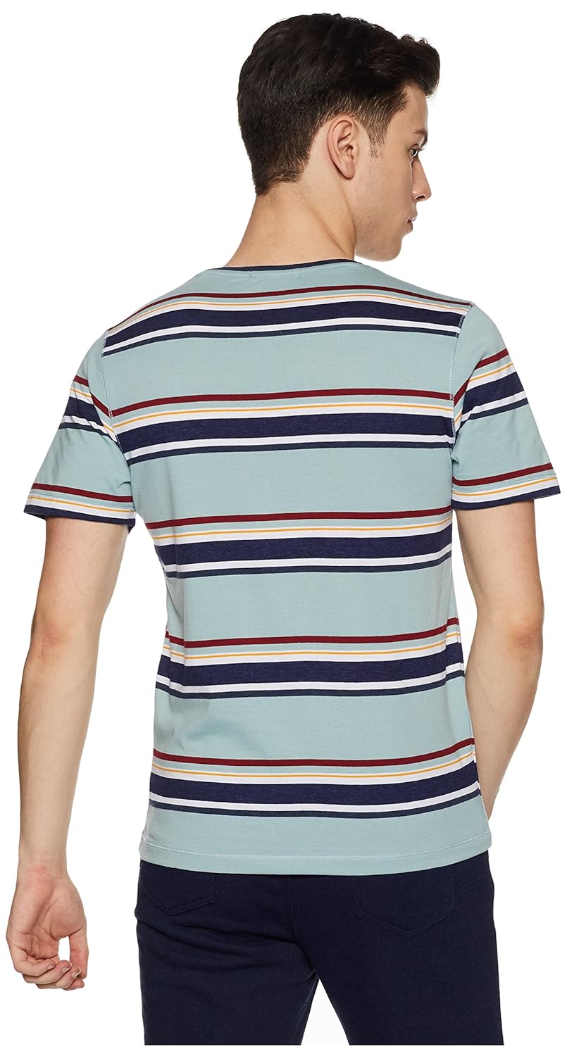 qube men's striped regular fit t-shirt