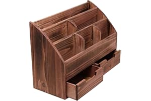 Executive Office Solutions Vintage Rustic Wooden Office Desk Organizer & Mail Rack for Desktop, Tabletop, or Counter - Distressed Torched Wood-Store Supplies, Desk Accessories, Mail – Cherry (WO3)