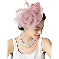 SWEETV Flower Sinamay Tea Party Fascinators for Women, Kentucky Derby Hats for Church, Cocktail, Wedding, Fancy Dress Party