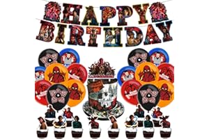 44Pcs Stranger Season 5 Things Birthday Party Decorations Set - Movie Theme Anime Theme Supplies Include Balloons, Banner, Ca