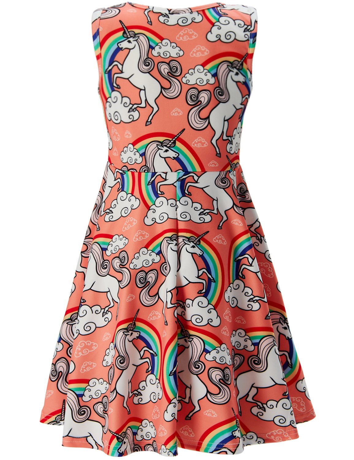 Girl Dress Swing Dress for Kid Rainbow Unicorn Print Cotton Dresses Outfit Size 4 5 Summer Weekend Fit (Champagne Unicorn, 4-5 T)