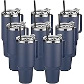 HASLE OUTFITTERS 40 oz Stainless Steel Tumbler with Handle, Vacuum Insulated Tumblers Bulk, Reusable Double Wall Travel Coffee Mug, Durable Powder Coated Water Bottles(Navy, 8)