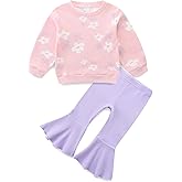 CIZENOFURS Toddler Girl Fall Winter Outfits Ruffle Sweatshirt and Flare Pants Clothes Set Baby Girls Long Sleeve Sweatsuits
