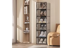 Shoe Storage Boxes (6 Pack) - X-Large Clear Plastic Stackable Shoe Organizers with Easy-Access Front Door & Secure Magnetic C