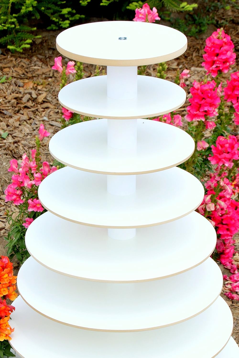Wood Cupcake Stand 7 Tier White Melamine Donut Stand