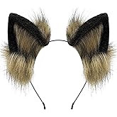 BNLIDES Handmade Fur Fox Wolf Cat Ears Headwear Adult Cosplay Costume Accessories for Halloween
