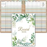Fuyoooo Teacher Record Book Gradebook 2026-2027 Spiral Bound Boho Plant | Attendance Planner for Classroom, Double Sided Grade Pages, Office Organizer for Educators, Eucalyptus Botanical Design