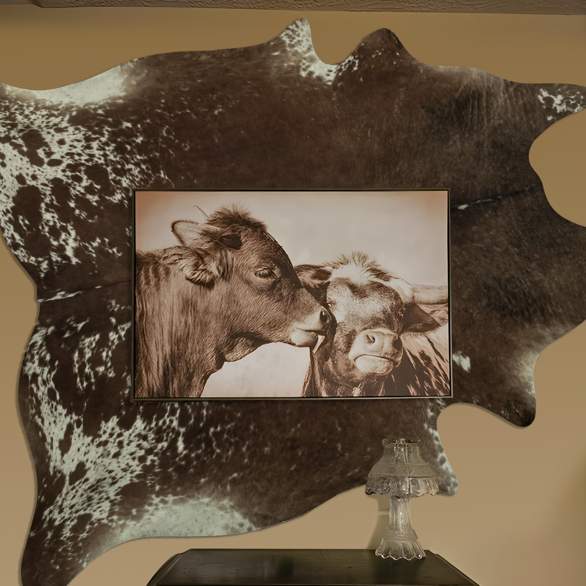 Photo 1 of Easycozy Faux Cowhide Cow Print Rug: 3 x 4 Western Decor Faux Cowhide, Thickened Cow Print for Bedroom, Living Room, Home Office Decor