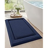Color&Geometry 36x24 Ultra Soft Chenille Bathroom Rugs, Non-Slip Bath Mat with Rubber Backing, Super Absorbent and Washable Shower Mats for Inside Shower,Tub,Bathroom, Blue