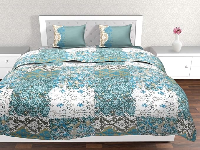 Cannon Vintage Collection Multicolour King Size Double Bedsheet with 2