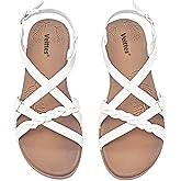Veittes Women's Flat Slide Sandals - Casual Fashion Cross Strappy Braided Slip on Flat Summer Sandals.(2207023-2,WT/MF,10)