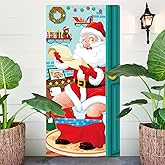 Konsait Christmas Party Decorations - Funny Restroom Santa Door Cover Banner, Bathroom Backdrop for Christmas Door Decorations and Party Supplies