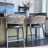 PURPLE LEAF Counter Height Bar Stool Set of 2 Outdoor Barstools, Dark Grey | Smooth Rounded-Edge Safety Design, Heavy-Duty Build Supports Up To 300 Lbs, Contoured Back Eases Spinal Pressure, Easy Clean