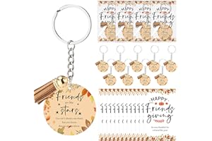 Nosiny 40 Set Friendsgiving Party Favors Bulk Acrylic Friendsgiving Keychains with Tassels Happy Friendsgiving Card for Friends (Star)