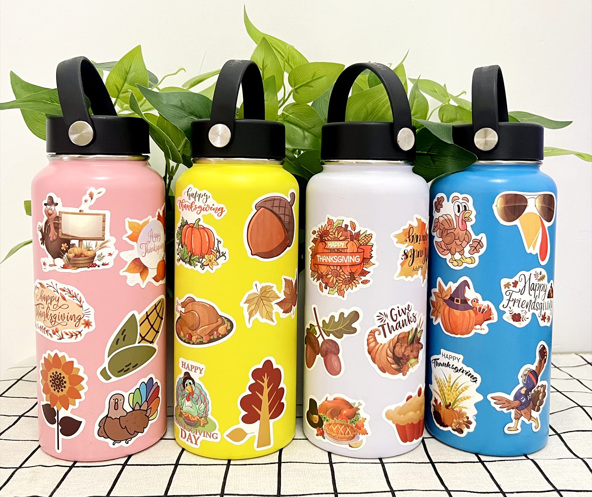 AOWDIAO Thanksgiving Stickers 200 Pcs Cute Thanksgiving Vinyl Stickers for Water Bottles Envelopes Scrapbooking Crafts Funny Fall Hoilday Stickers for Kids Teens Adults
