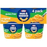 Kraft Gluten Free Mac and Cheese, 4 Microwaveable Cups, Original, 1.9 oz | for Easy Dinner or Dinner Sides No Artificial Preservatives, Flavors, or Dyes, Gluten Free