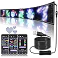 Spolehli Programmable LED Sign, Scrolling LED Ticker Super Bright Advertising LED Signs, Flexible USB 5V APP Control LED Store Sign 27''x5'' Customizable Text Pattern Animation Graffiti Flexible Led Matrix Panel for Car Store Hotel Holiday