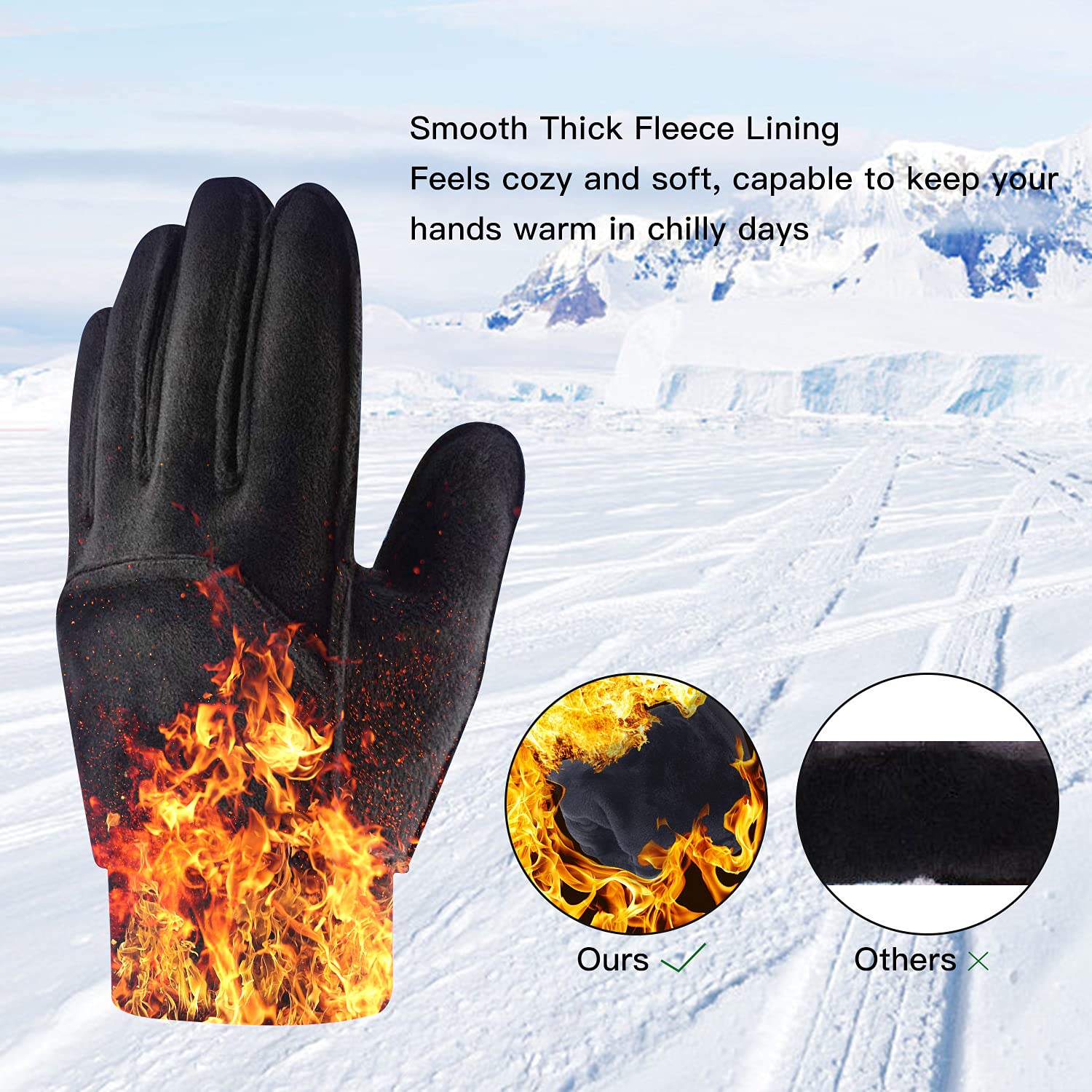 YukiniYa Kids Gloves Winter Waterproof Coating Warm Thick Fleece Touchscreen Anti-Slip for Boys Girls 3-15 Years Cycling School
