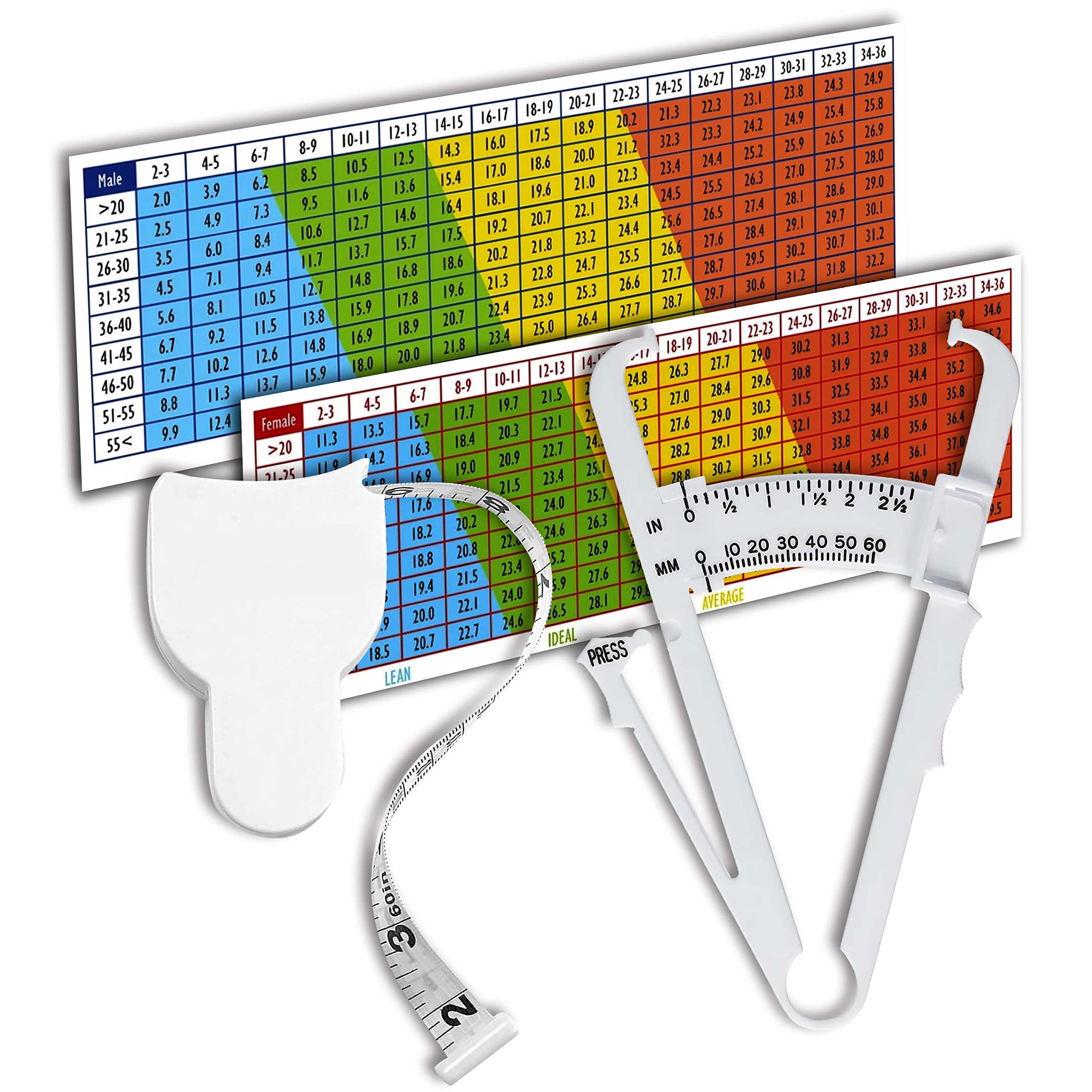 CZ Store Body Fat Caliper Kit✮Lifetime Guaranteed✮ Accurate Readings Skin Fold Clamp with User Manual, Interpretation Table, Workout Guide, Measuring Tape - Weight Management & Measurement Tool