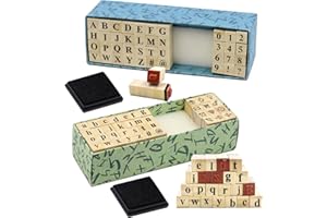 80 Pieces Small Wooden Letter Stamps Mini Number Alphabet Rubber Stamps for Crafting Wood Rubber Stamp for Card Making Scrapb