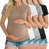 Oakgarden 4 Pack Women's Maternity Shirts Pregnancy Tunic Tops Raglan Short Sleeve Crew Neck Casual Mama Clothes