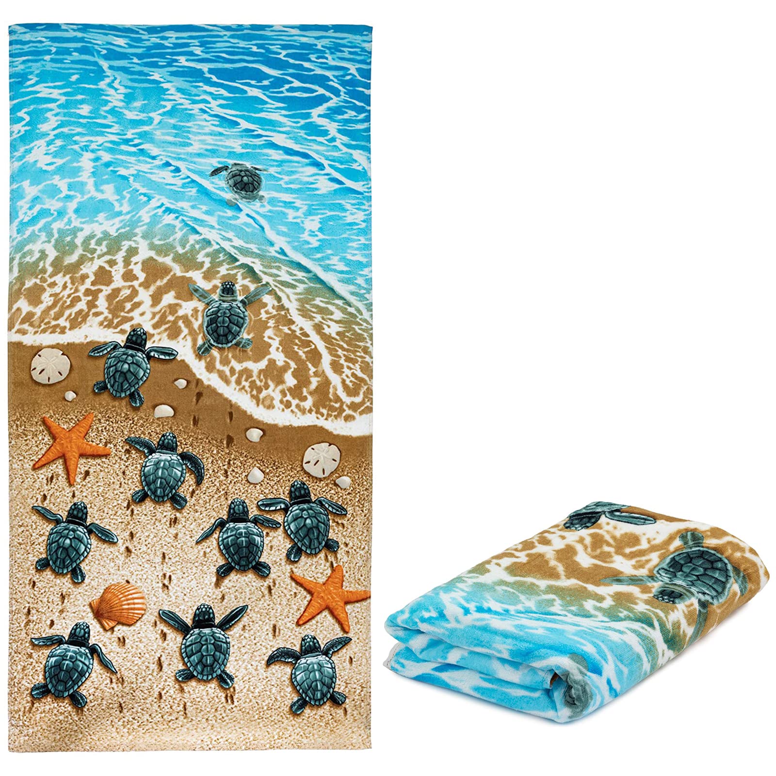 Dawhud Direct Turtles on the Beach Cotton Beach Towel
