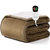 Homemate Electric Heated Blanket Full Size - 72"x84" Heating Blanket Full Size 1/2/4/6/8 Hours Auto-Off 10 Heat Level Over-Heat Protection Flannel Sherpa ETL Certification