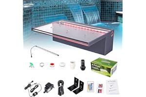 Aquadock 12'' APP Acrylic Pond Fountains Multi-Color LED Light Outdoor Pool Waterfalls, Water Patio Waterfall Spillway Koi Pond Waterfalls Fountains Kit for Garden Swimming Pool Decorations