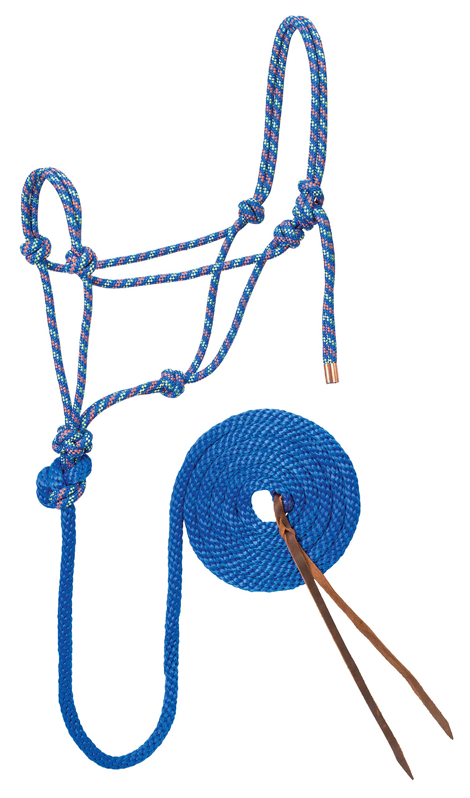 Weaver Leather Diamond Braid Rope Halter and Lead, Blue/Orange/Lime, 10feet