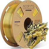 AICOPYTO Dual Color Silk PLA 3D Printer Filament 1.75mm,Dual Color 2-in-1 Gold-Black Silk Filament 1KG Spool (2.2lbs) Dimensional Accuracy Probability +/- 0.02mm Fit Most FDM 3D Printers, Black-Gold