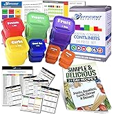 Efficient Nutrition Portion Control Containers DELUXE Kit (14-Piece) with COMPLETE GUIDE + 21 DAY PLANNER + RECIPE eBOOK BPA 