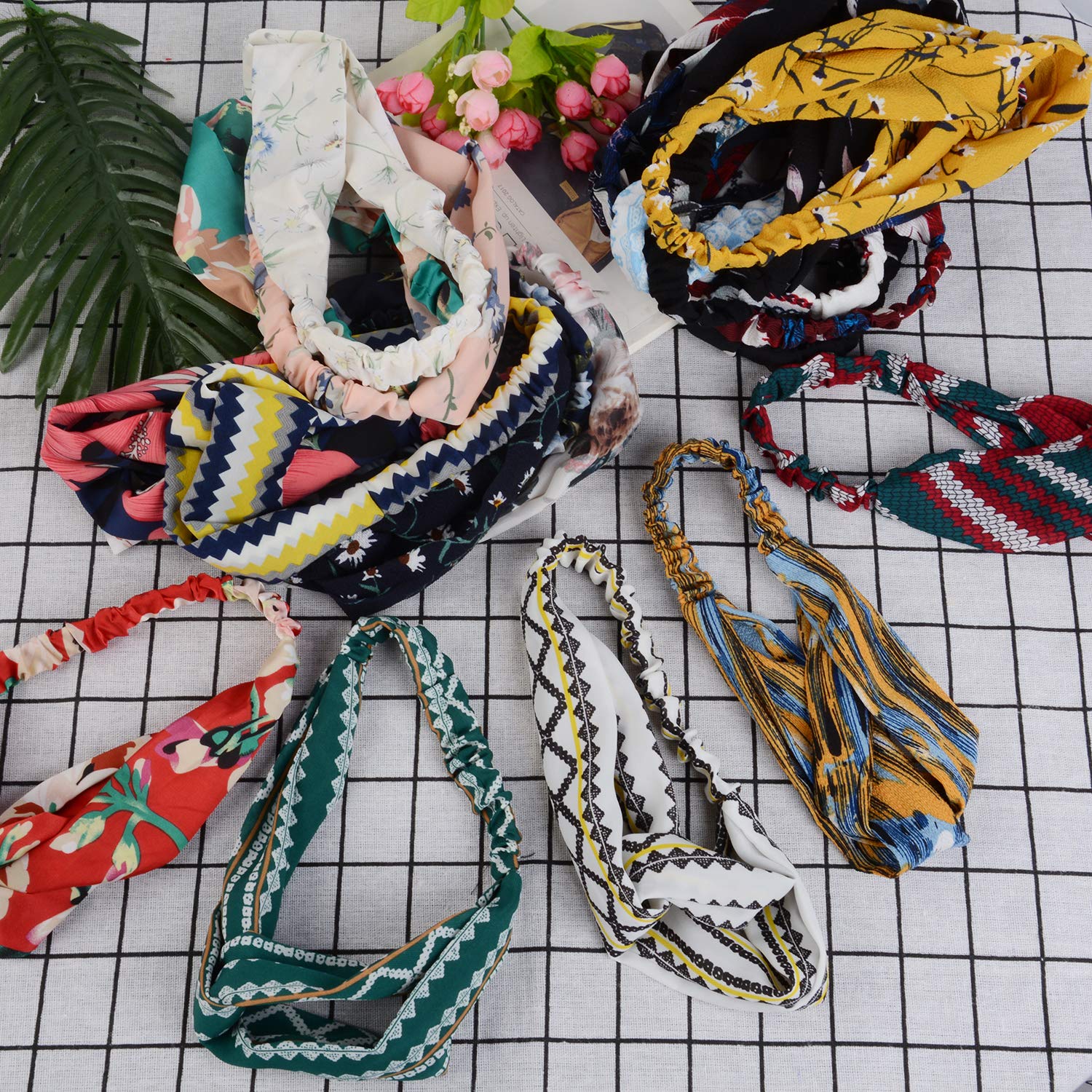 Headbands for Women, Fascigirl 20 PCS Vintage Floral Bandeau Headbands Elastic Hair Bands Criss Cross Hair Wrap Hair Accessories : Beauty