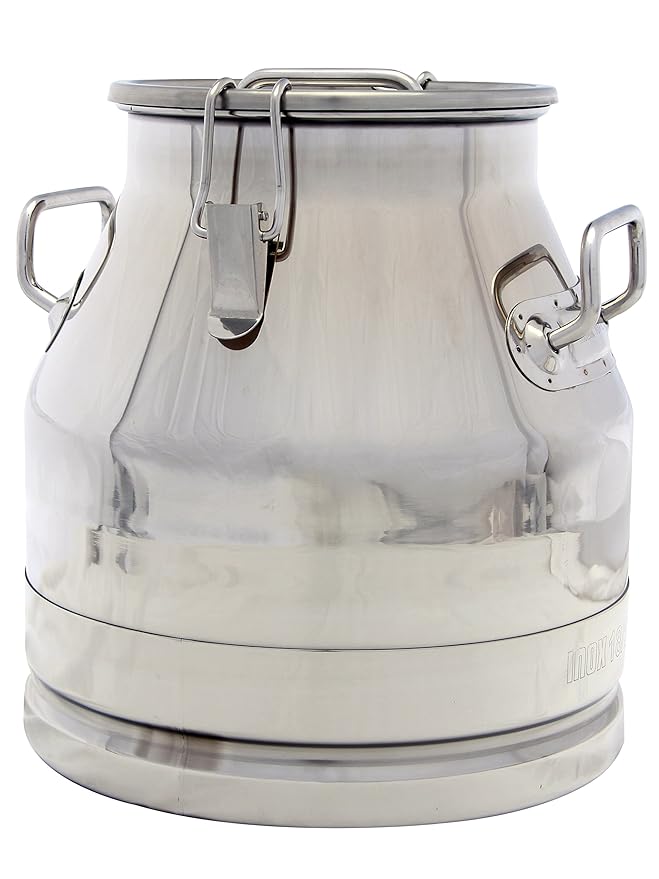 Stainless Steel Milk Can, Heavy Duty with Strong, Sealed Lid (5 Gallon