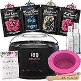 Waxing Kit Wax Warmer Hair Removal with Hard Wax Beans. KoluaWax Multiple Formulas Target Different Type of Hair, Eyebrow, Fa