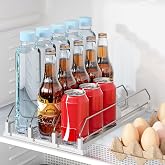 PUPILLEMON Drink Organizer for Fridge, Automatic Drink Dispenser for Fridge | Fridge Drink Organizer Holds up to 15 Cans, 12-20oz Can Dispenser for Fridge, Soda Can Organizer for Refrigerator, 3 Row