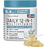 12-in-1 Multivitamin Powder for Dogs - 5.4 oz of Puppy and Senior Dog Vitamins and Supplements - Advanced Formula with Glucosamine, Omega 3,6,9, Vitamins, Probiotics, and More - Made in The USA