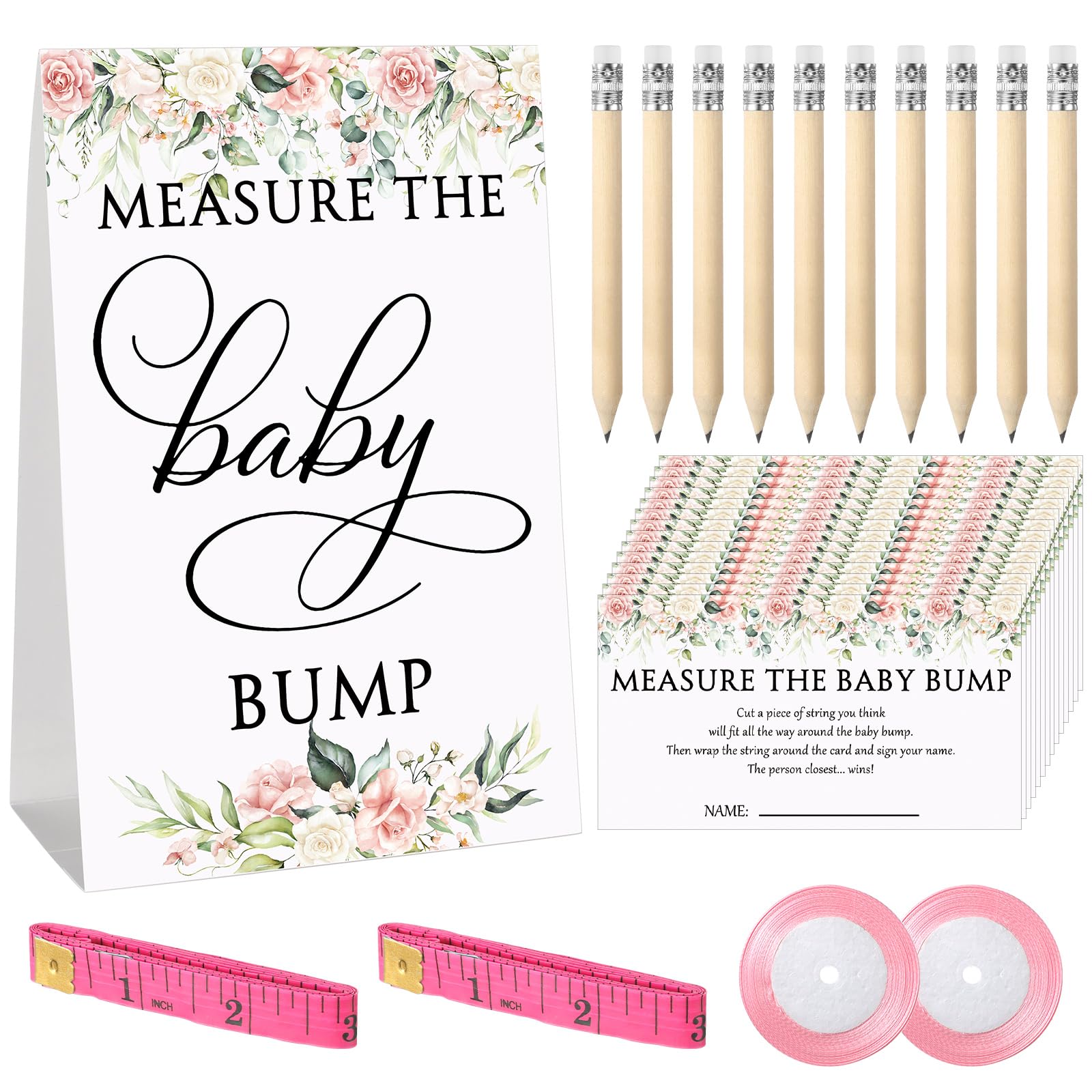 Baby Shower Games Measure the Baby Bump Sign, How Big is Mommy's Belly Party Favors Supplies, 5x7 Inch Kraft Standing Sign and 50 Guessing Cards, Holy Cow, Boho Highland Cow Baby Shower Games Measure the Baby Bump Sign, How Big is Mommy's Belly Party Favors Supplies, 5x7 Inch Kraft Standing Sign and 50 Guessing Cards, Holy Cow, Boho Highland Cow